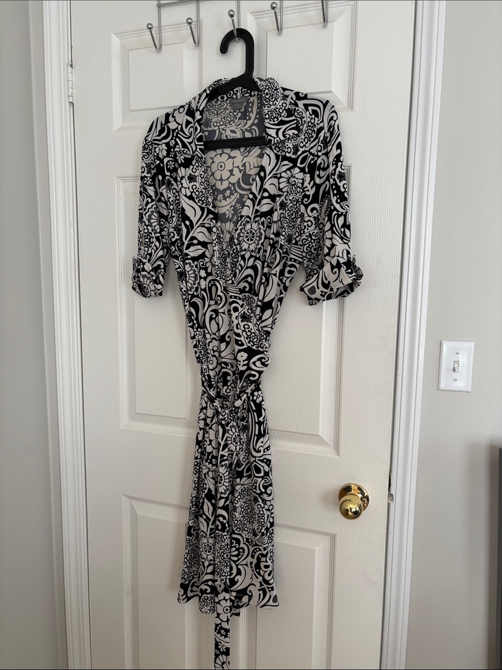 Ann Taylor Black and White Paisley Print Dress